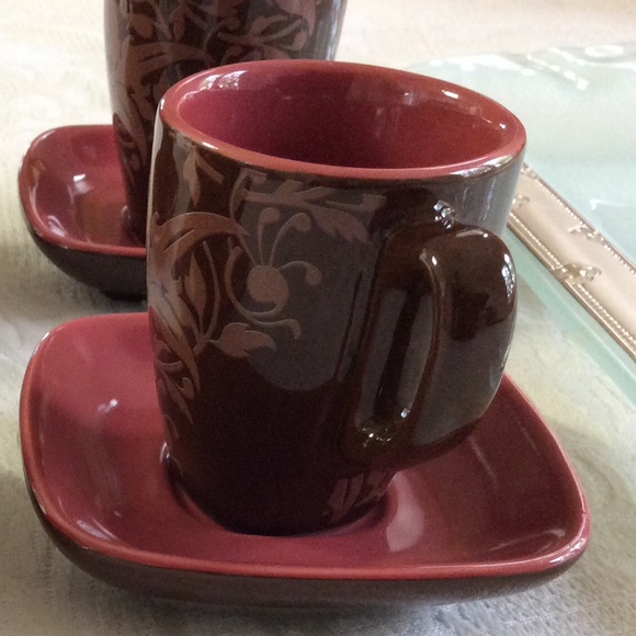 Espresso cups with square saucer (Set of 4) - Picture 2 of 6